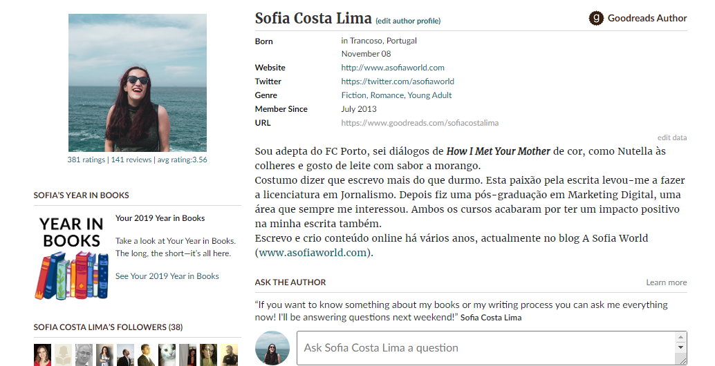 página de autor goodreads